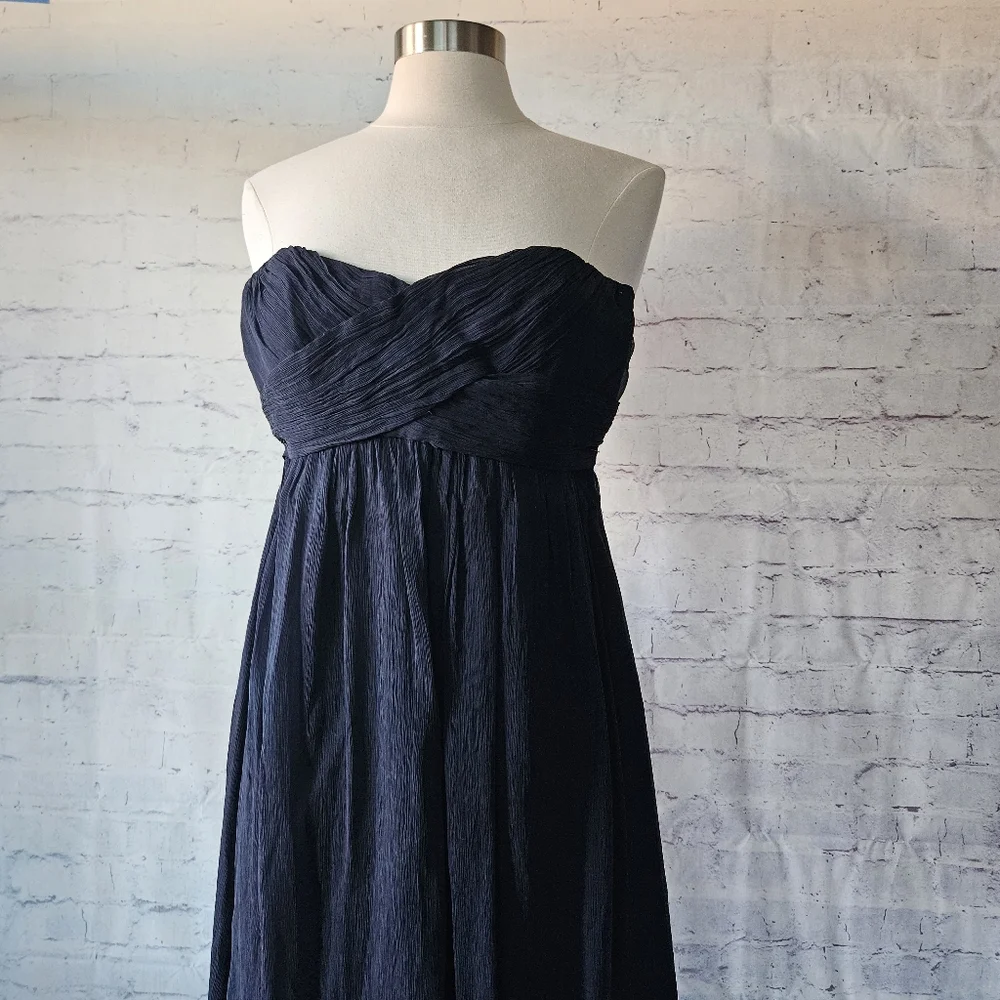 J. Crew Navy Silk Chiffon Strapless Dress Cocktail Special Occasion Bridesmaid 4